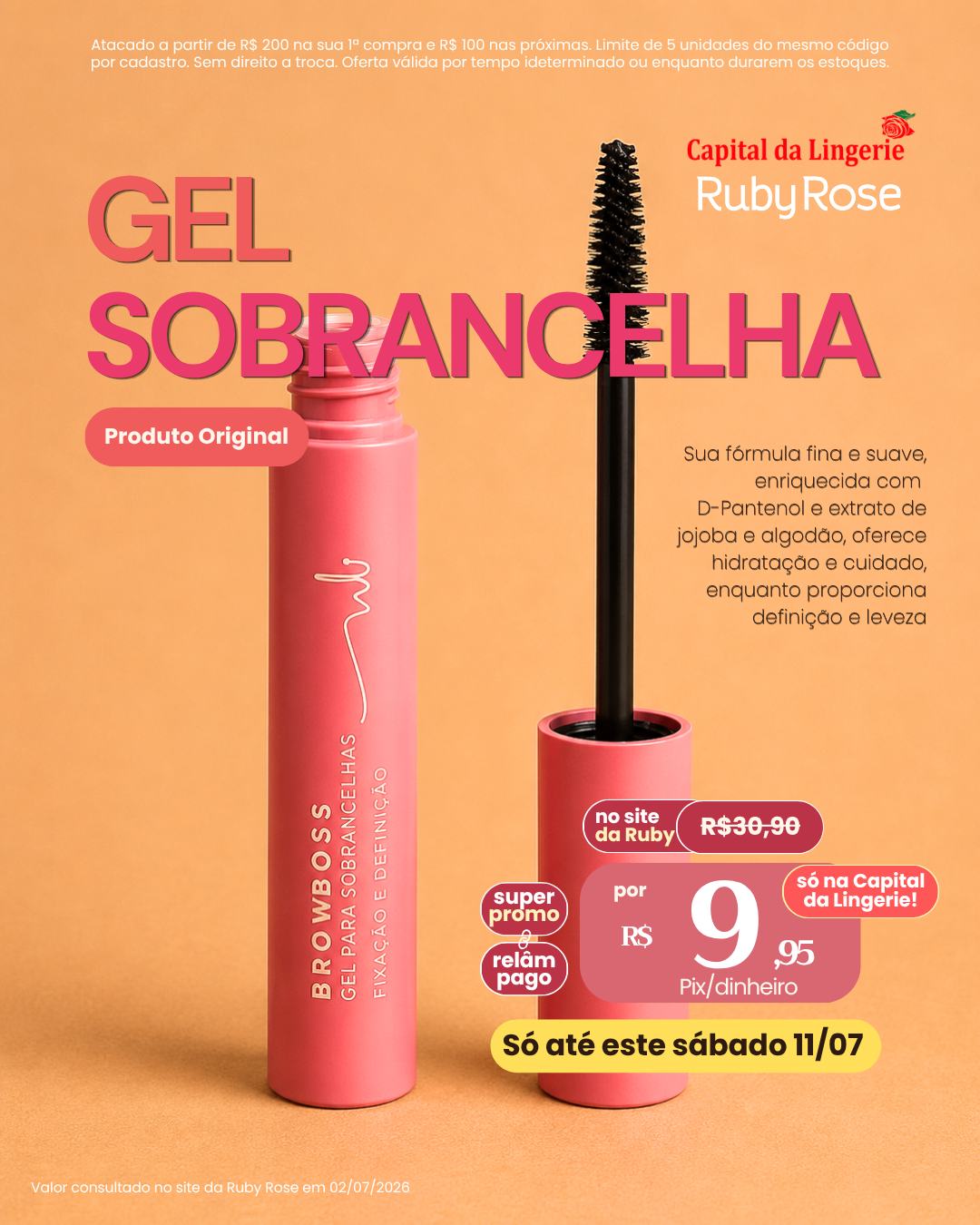 Gel Sobrancelha Ruby Rose