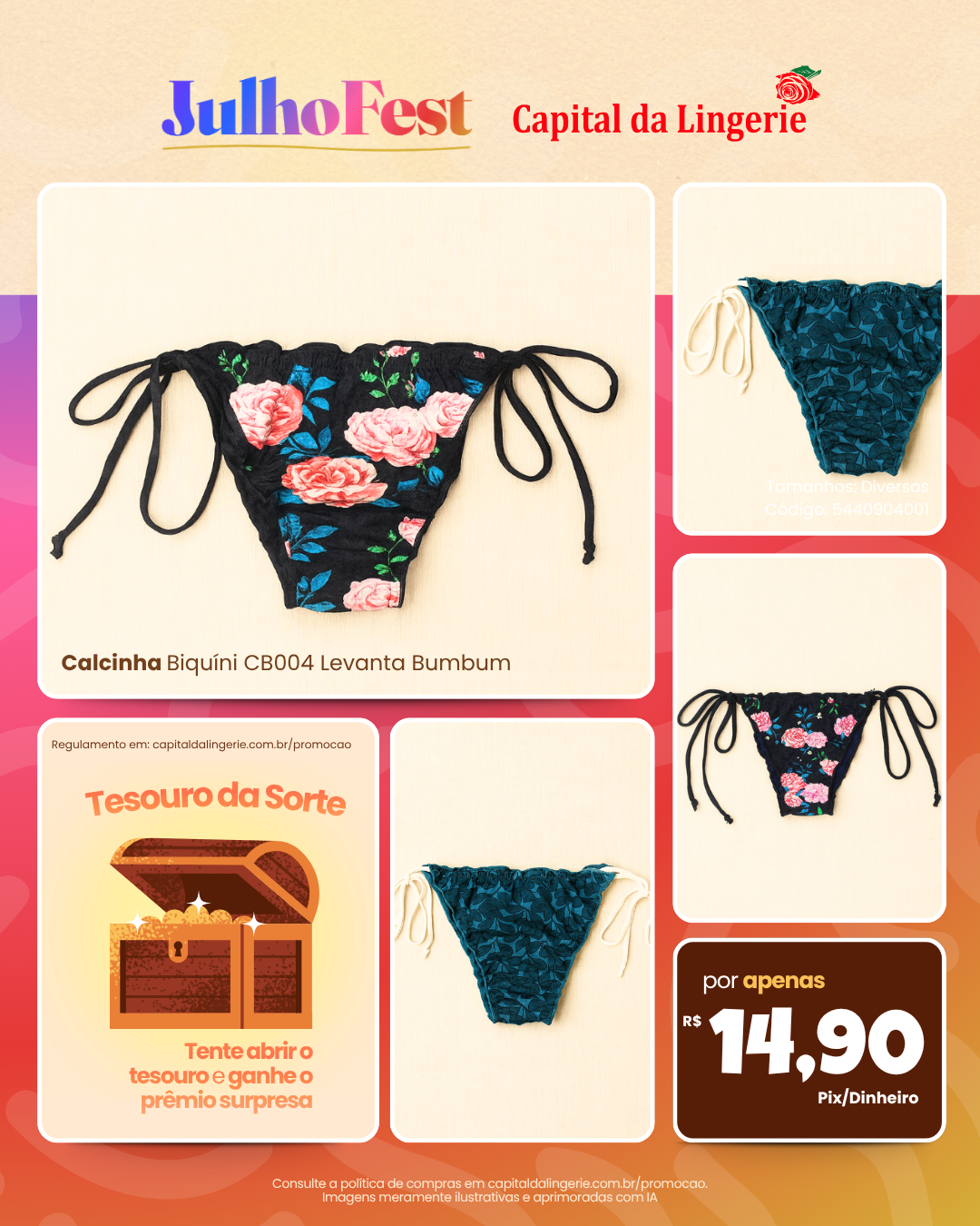 Calcinha Biquíni CB004 Levanta Bumbum