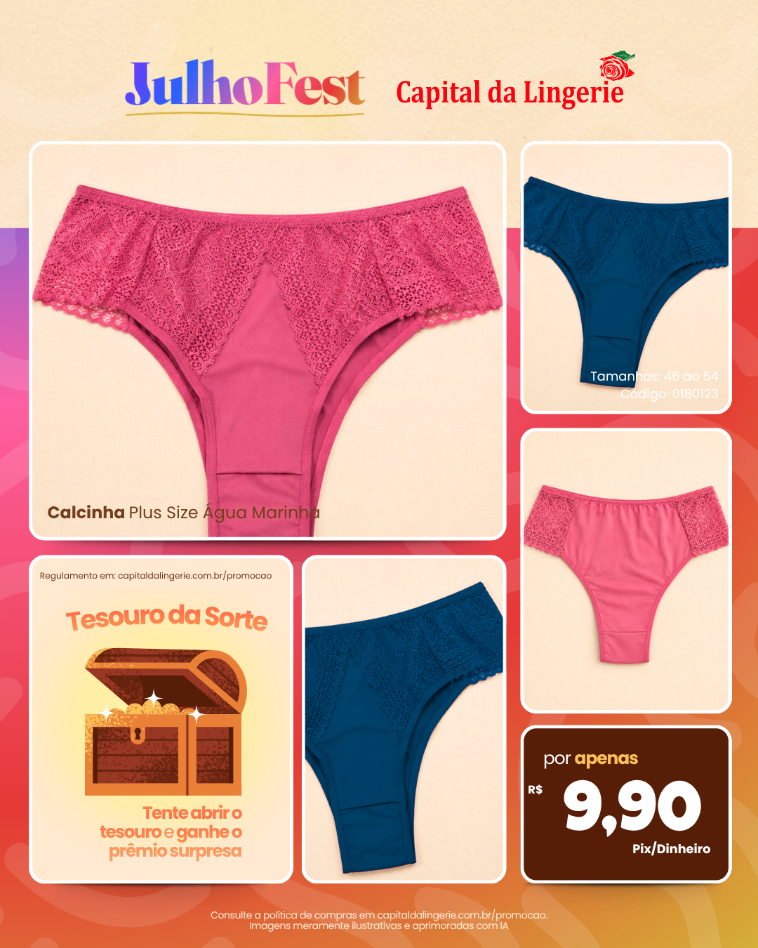 Calcinha Plus Size Água Marinha