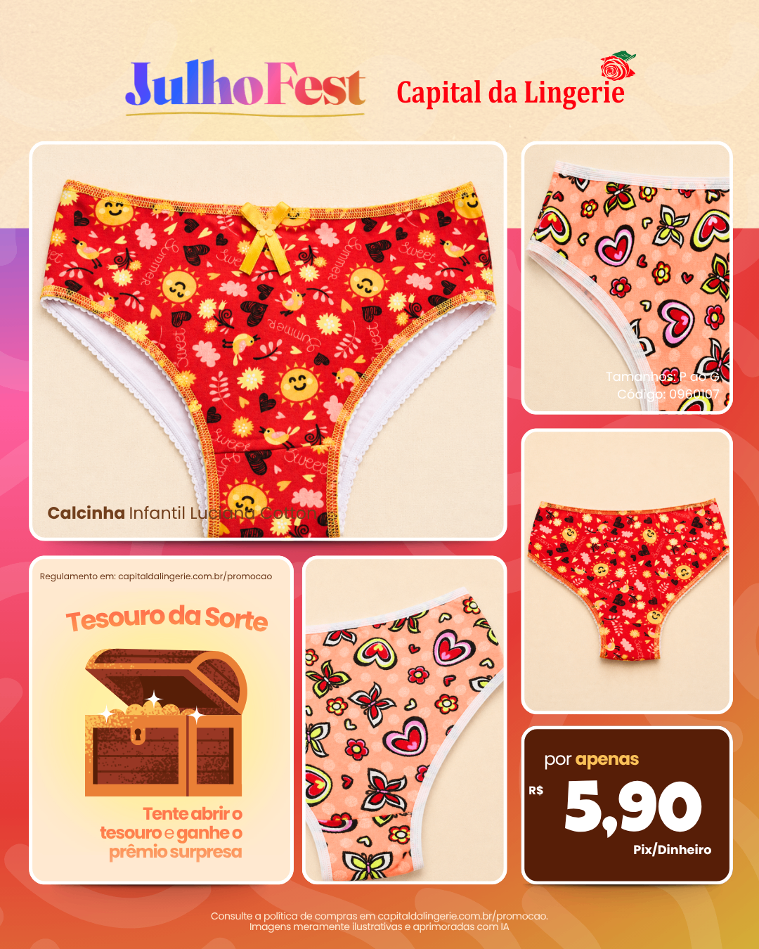 Calcinha Infantil Luciana Cotton