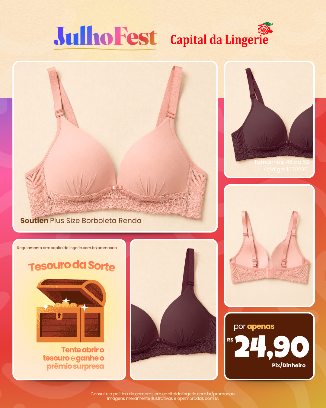 Soutien Plus Size Borboleta Renda